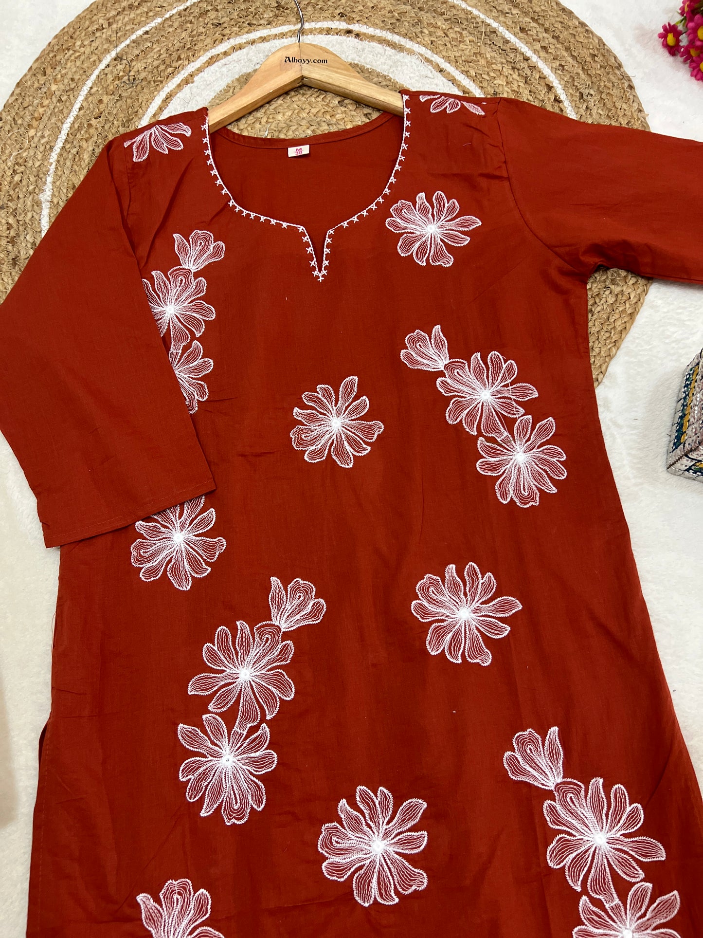 Cotton suit with full embroidery