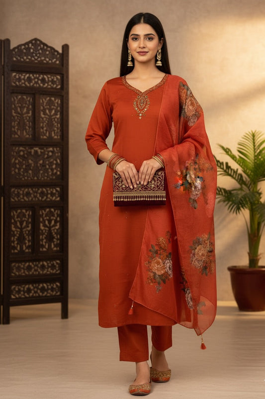 Roman silk beautiful suit set