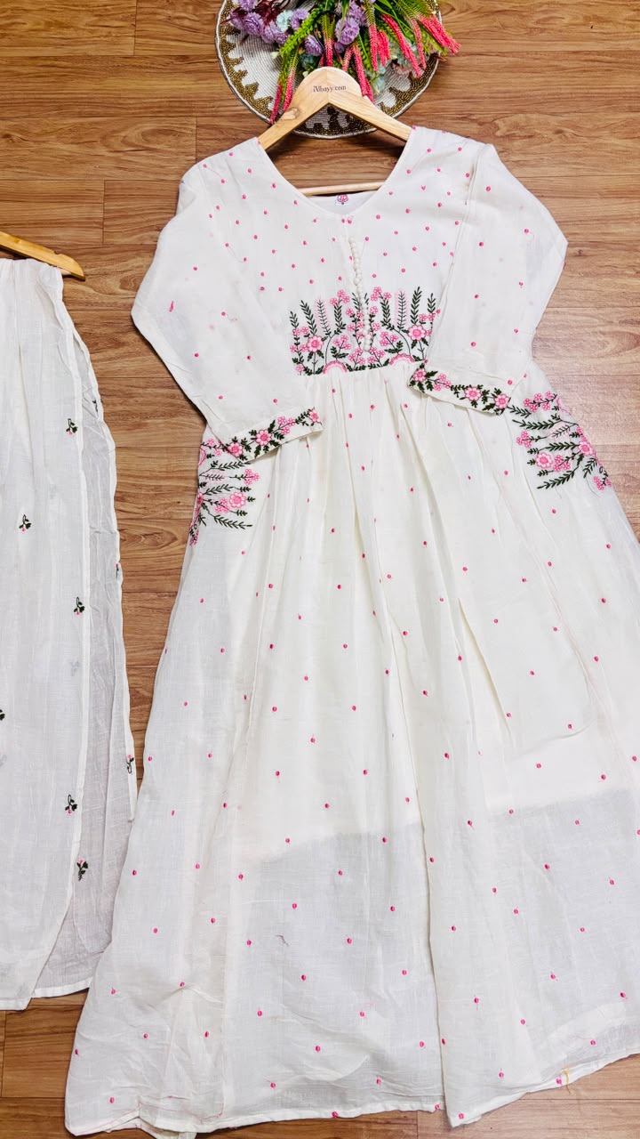 Mul cotton frock dupatta set