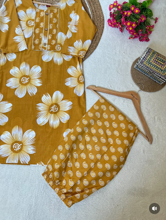 Cotton kurtie pant set