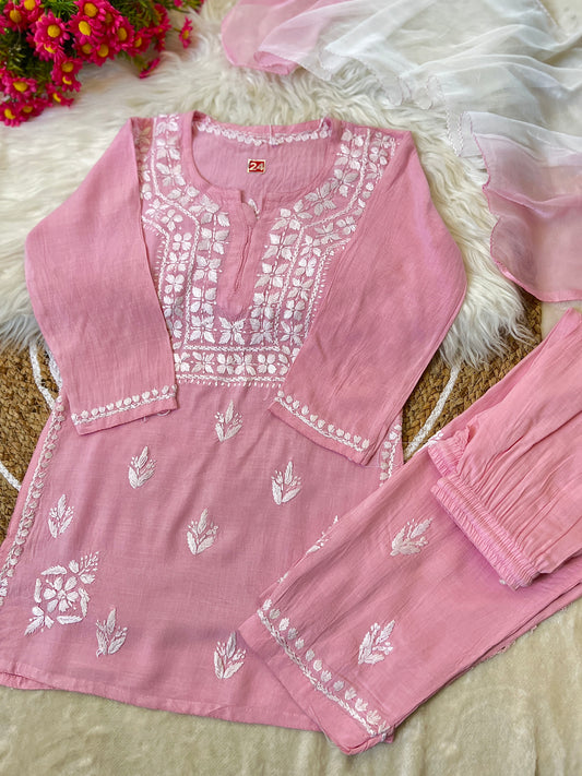 Kids chikankari Dress cotton rayon Material
