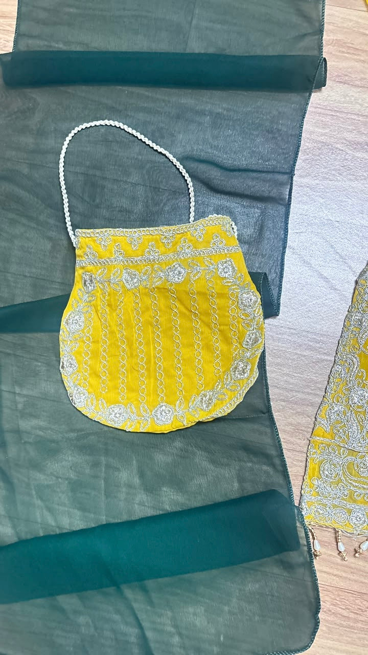 Kids dress with embroidery and sequins work georget material