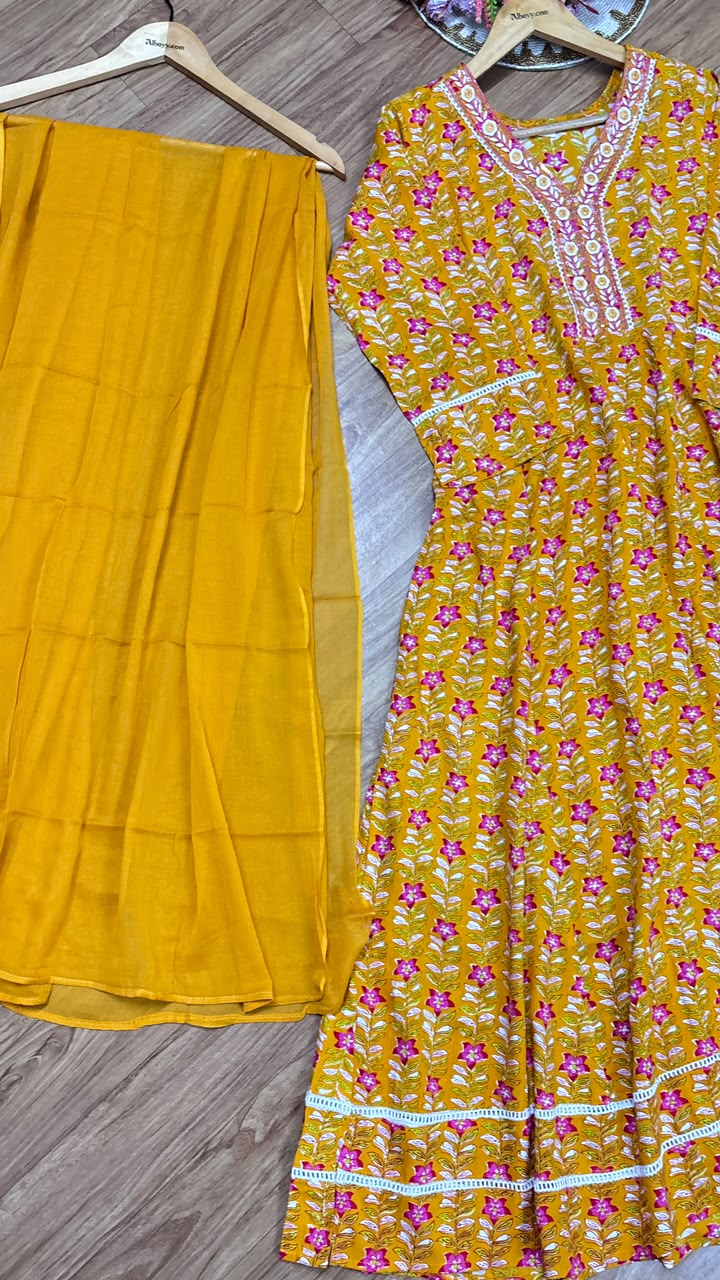 Cotton frock Dupatta set