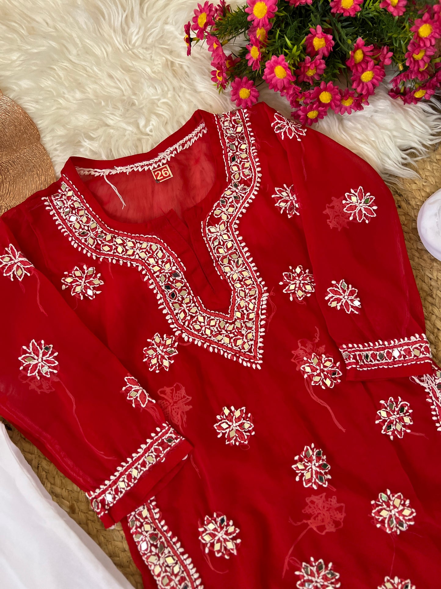 Kids chikankari with mirror work I