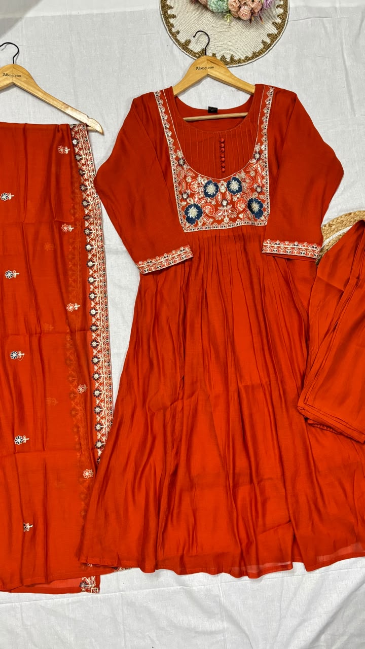 Mul chanderi suit set