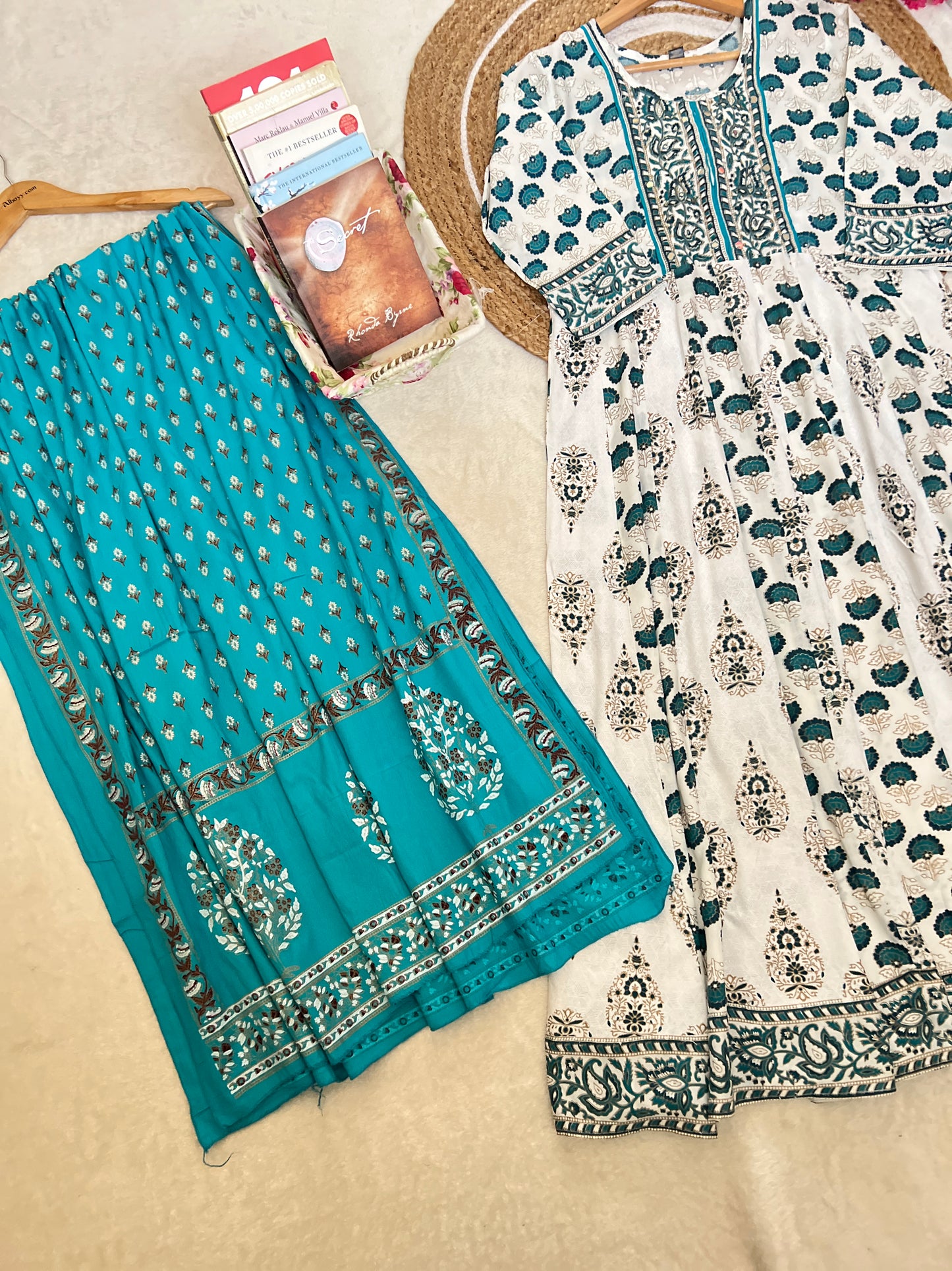 Premium soft cotton rayon frock dupatta set