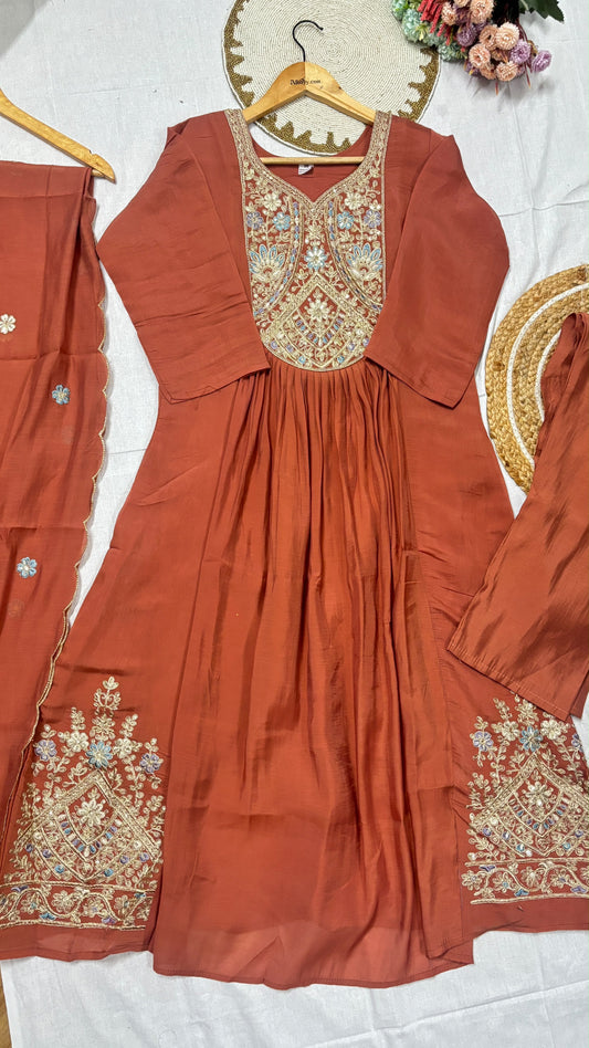 Mul chanderi suit set