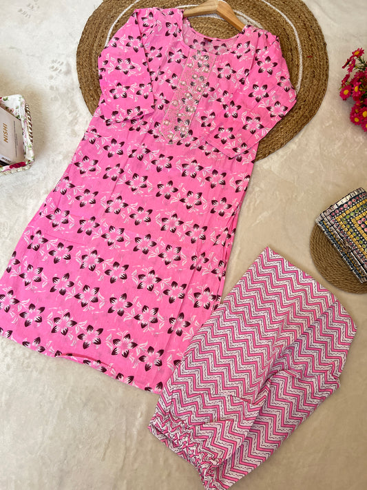 Cotton kurtie pant set