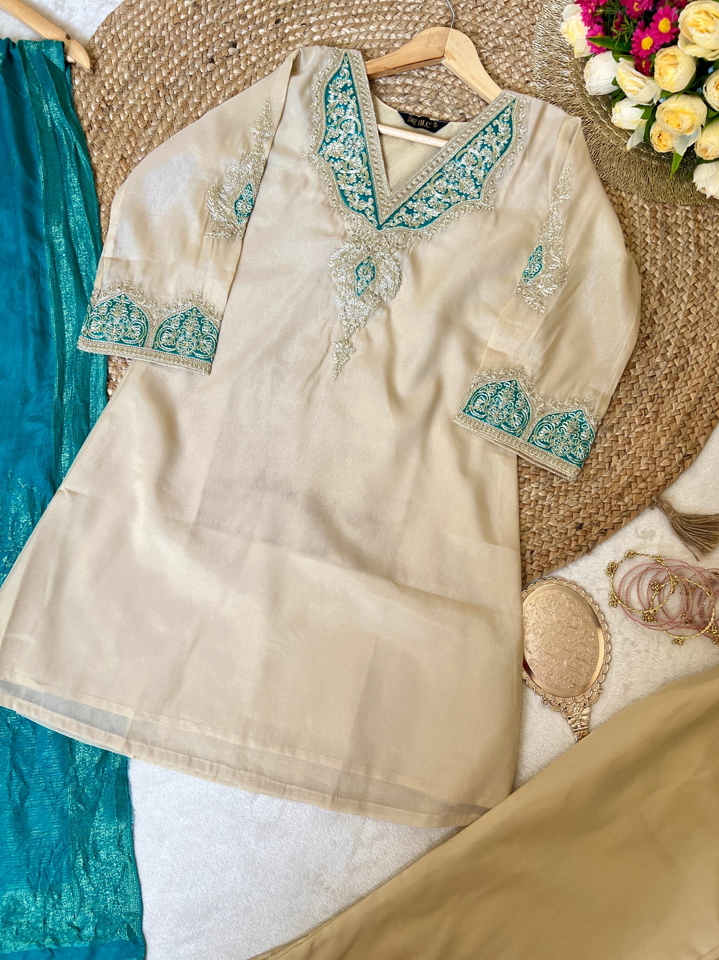 Premium suit se in chanderi silk material with rayon Dupatta with full embroidery CBRP2064