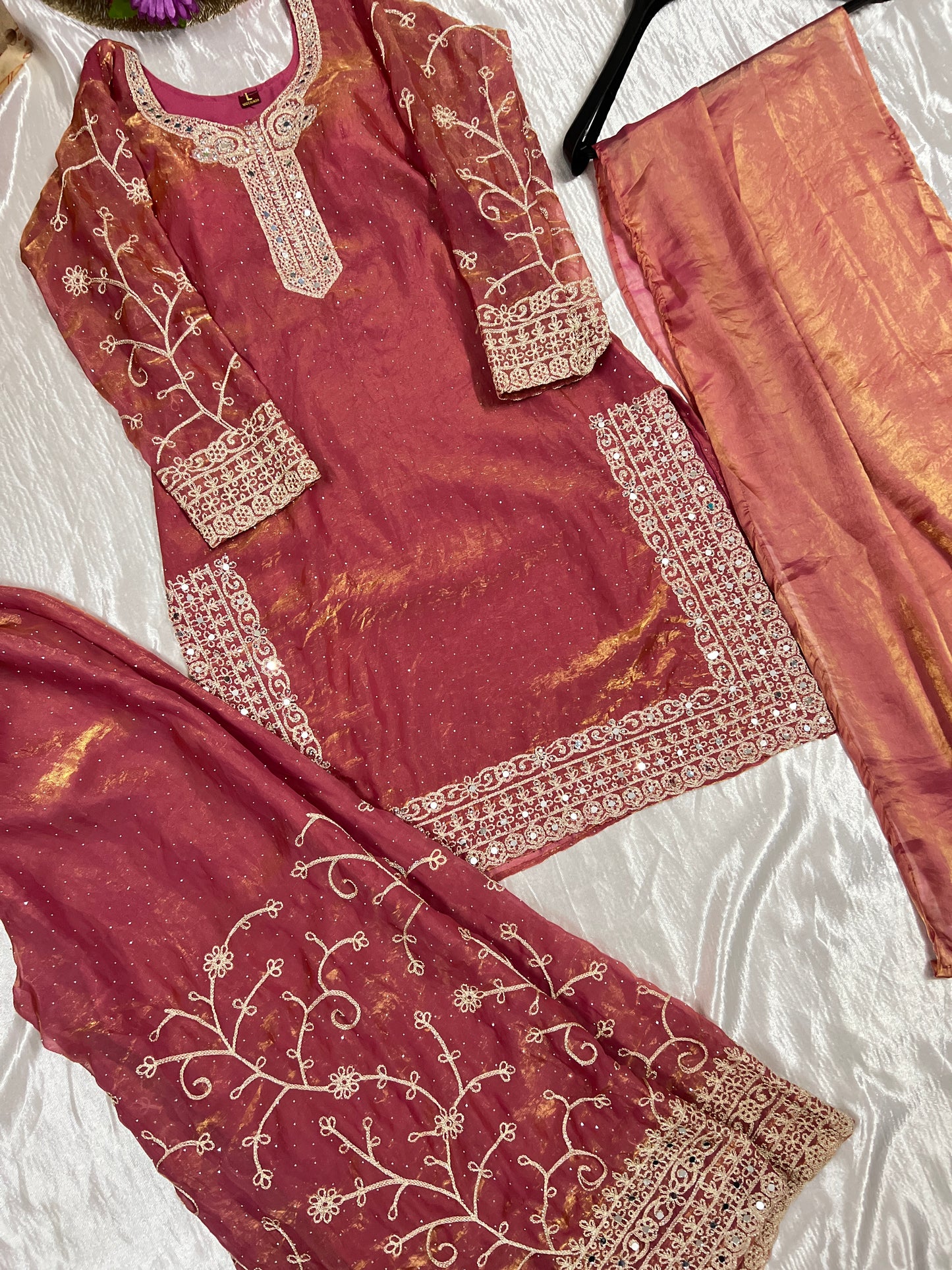 Premium shimmer silk garara set