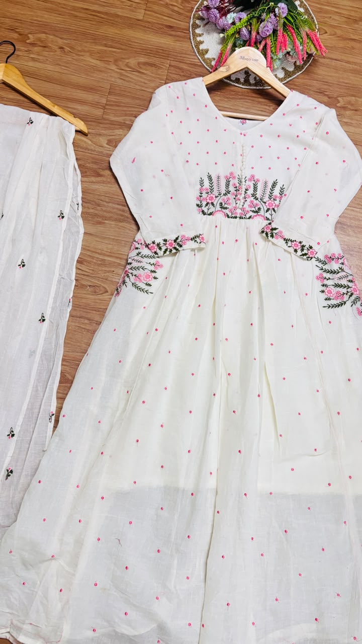Mul cotton frock dupatta set