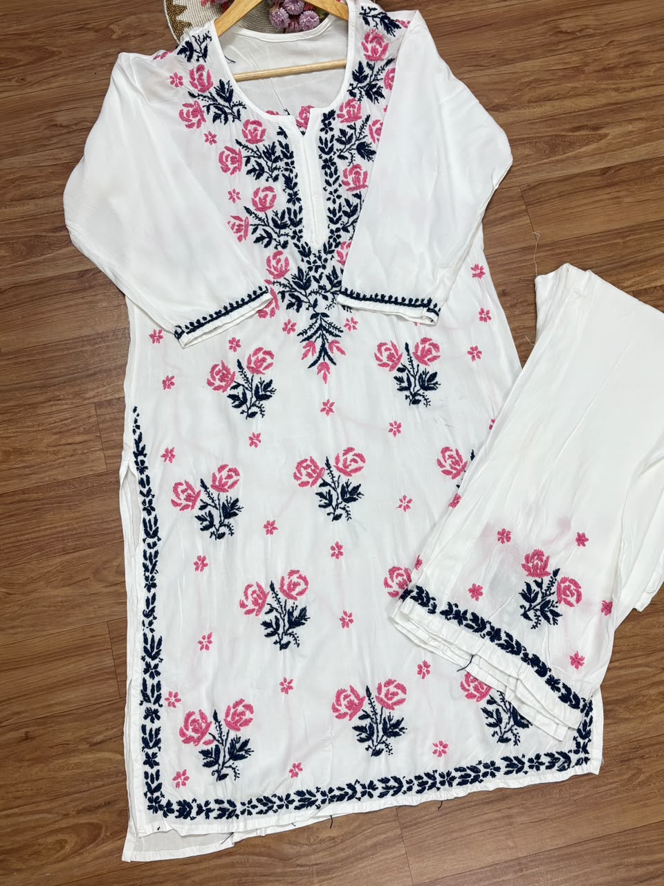 Chikankari cotton rayon soft material