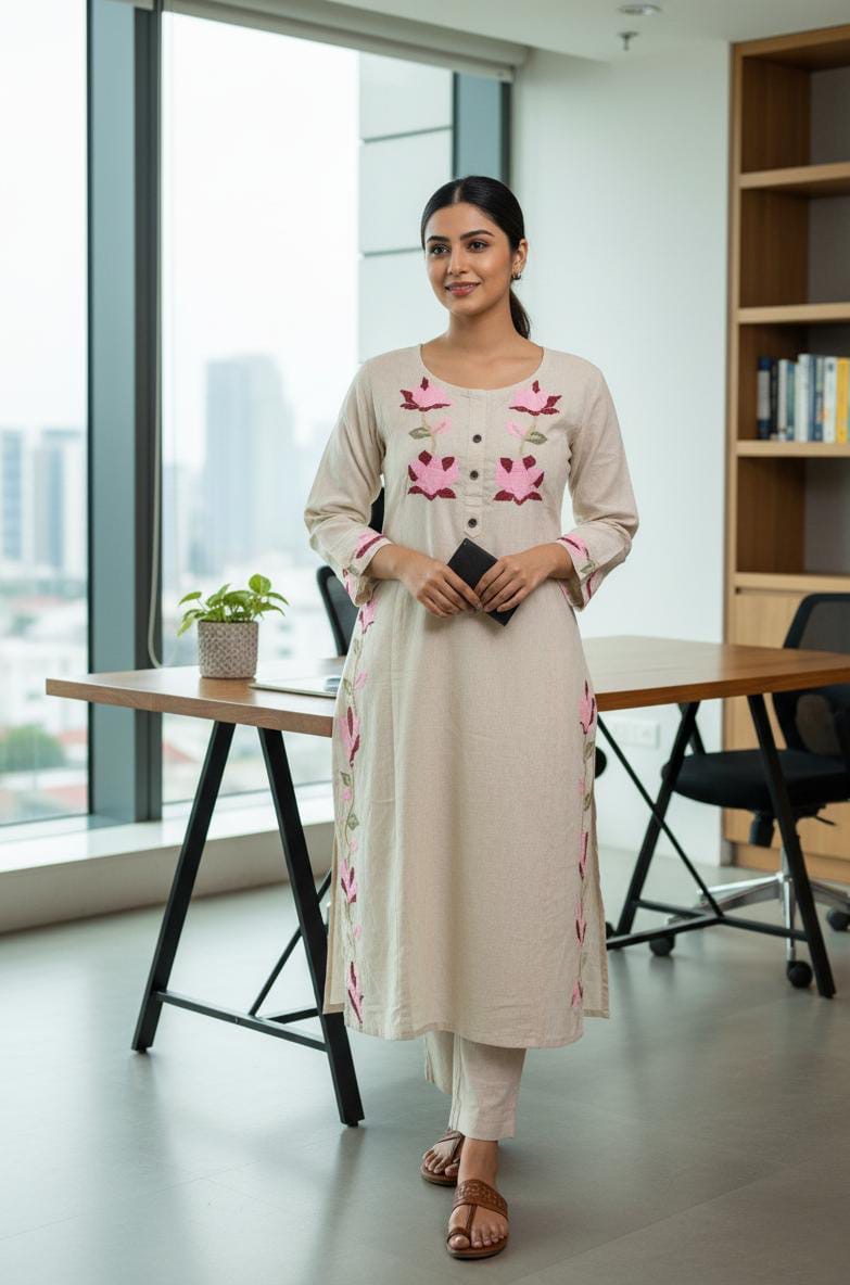 Khadi cord set with embroidery