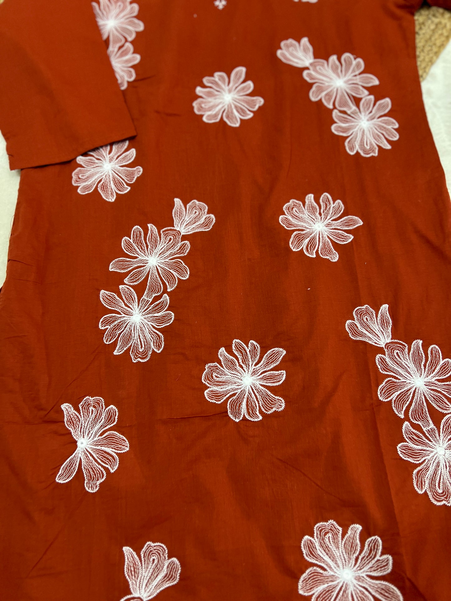 Cotton suit with full embroidery