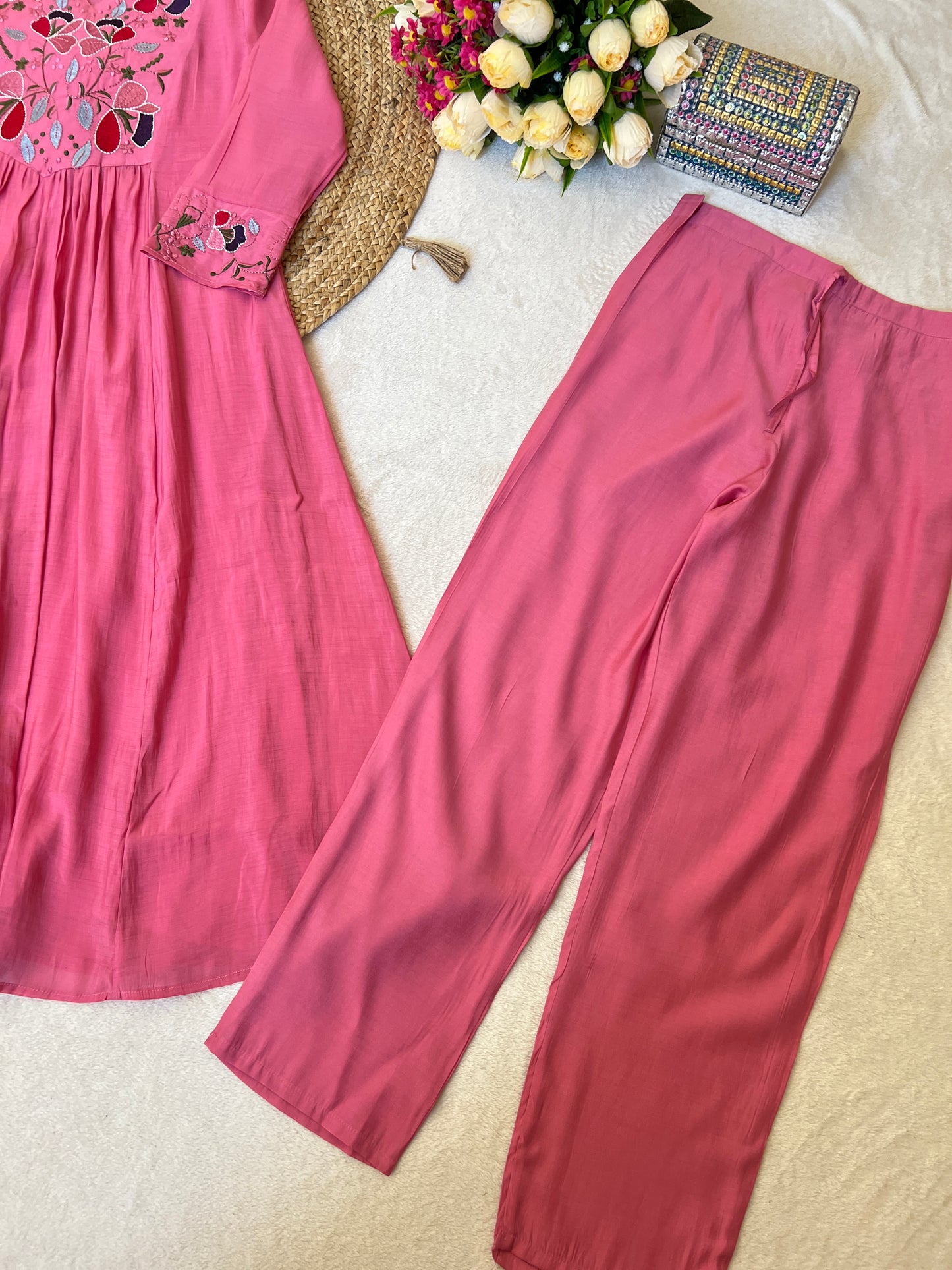 Muslin silk Anarkali with full embroidery Organza dupatta CBRP 1044