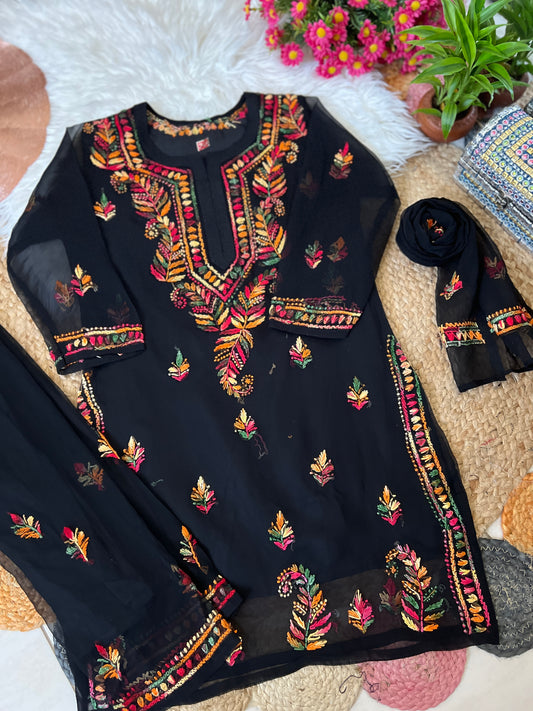 Kids Chikankari kurtie georgett material