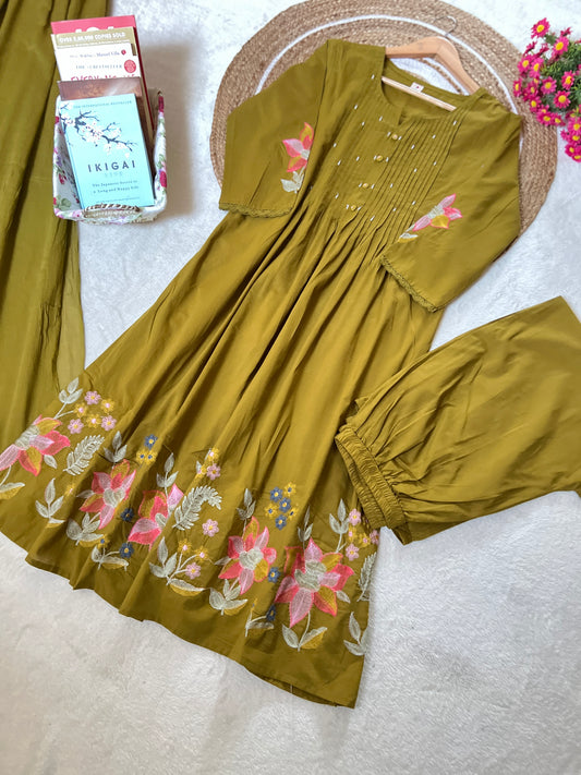 Premium cotton dress with embroidery