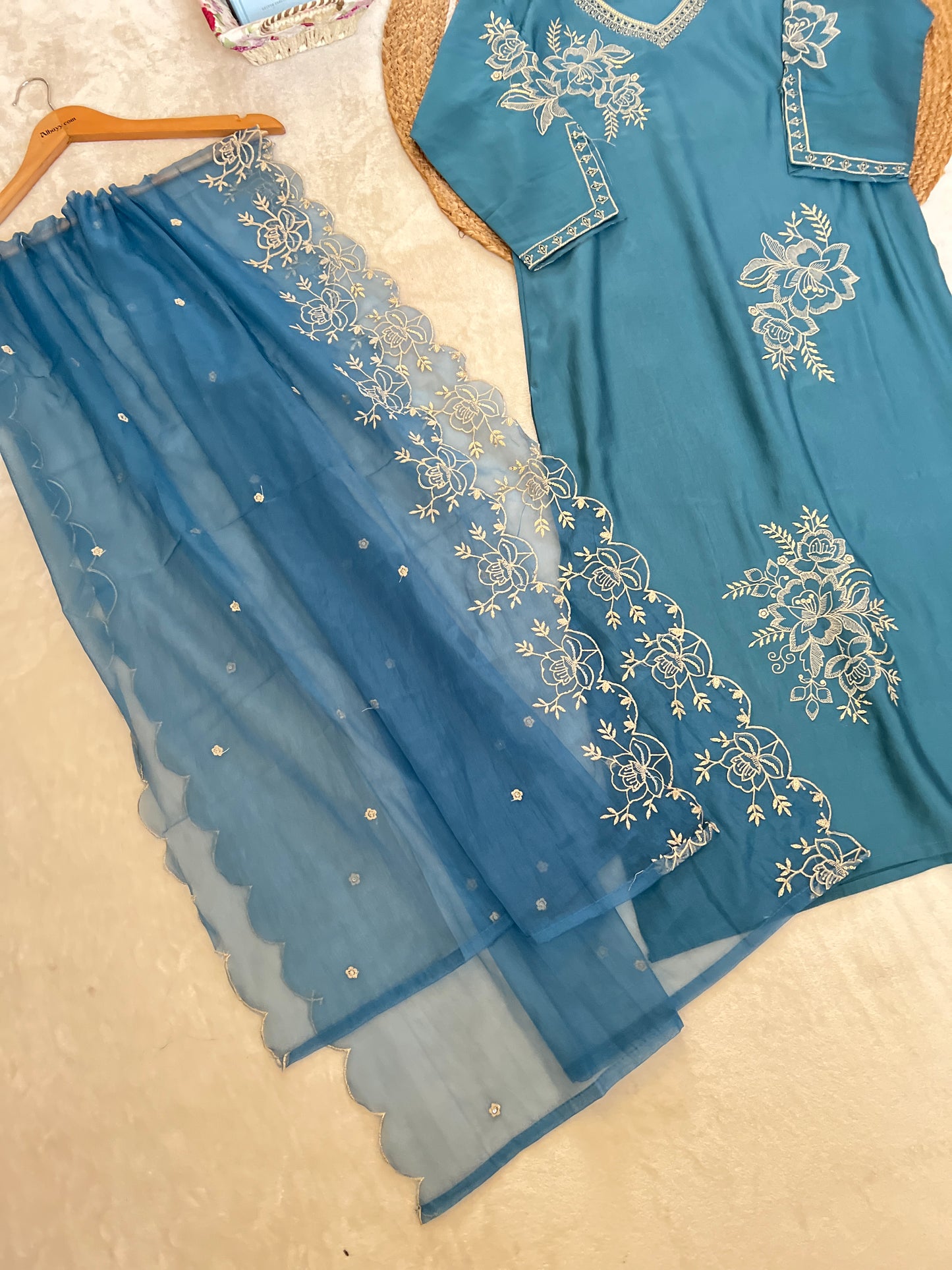 1011-silk suit & Organza Dupatta