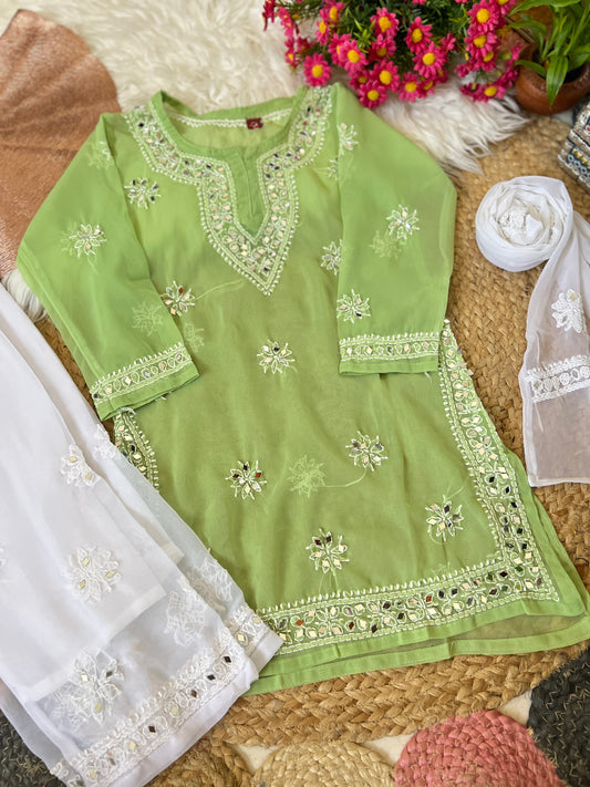 Kids chikankari with mirror work