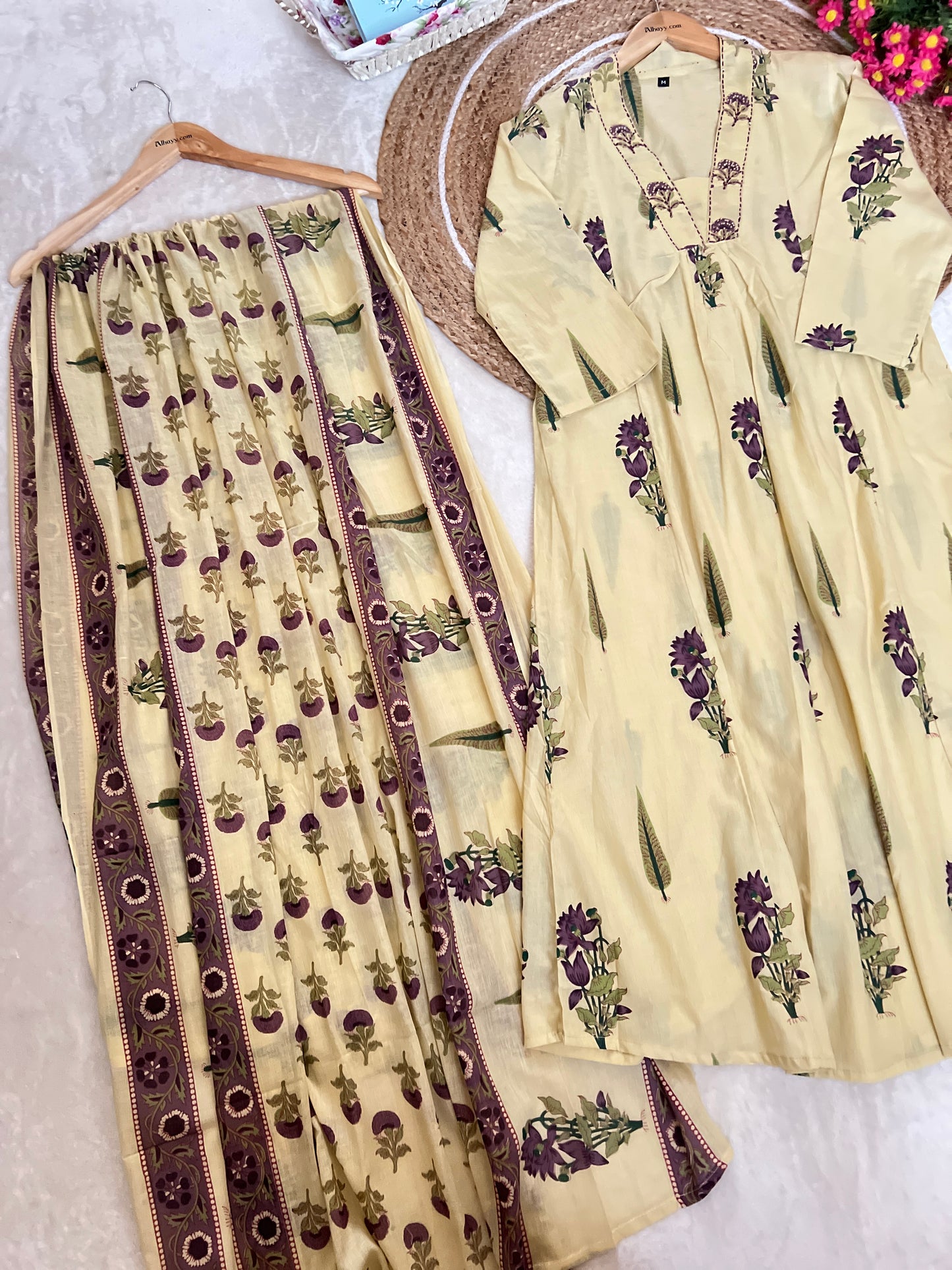 Premium cotton suit set ( with boho style print work )