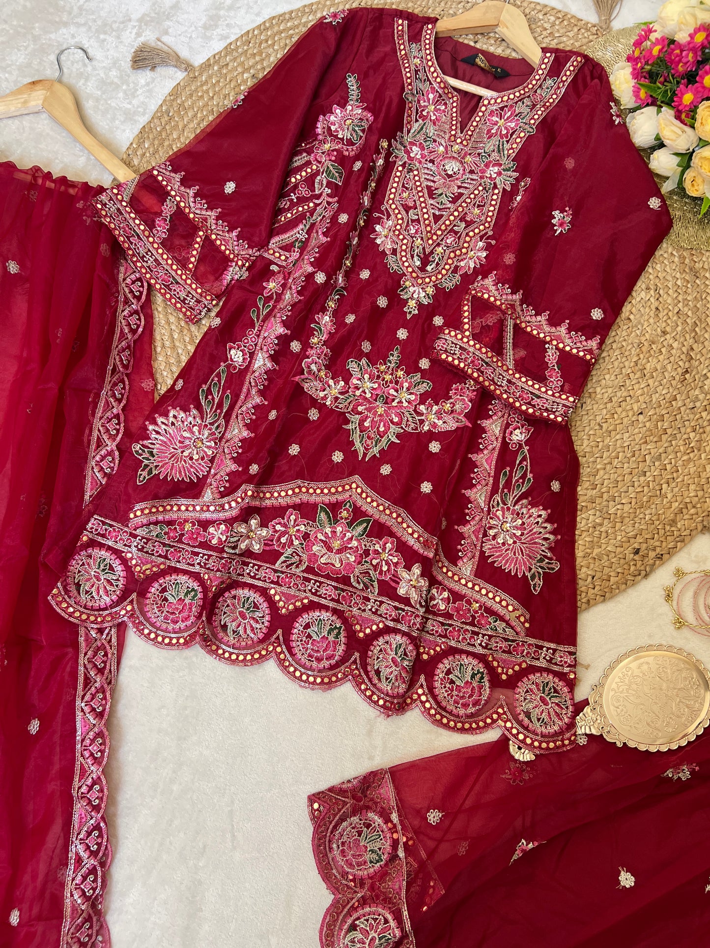 Premium Suit set soft organza material with full work CBRP