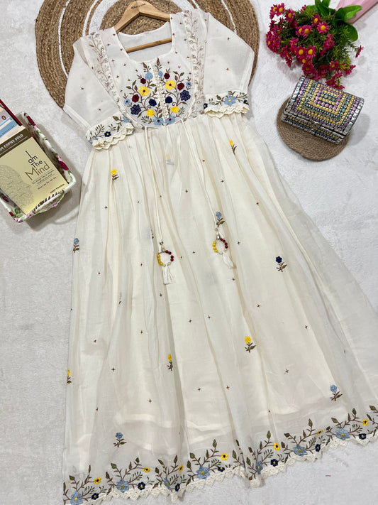 Beautiful cotton frock with embroidery