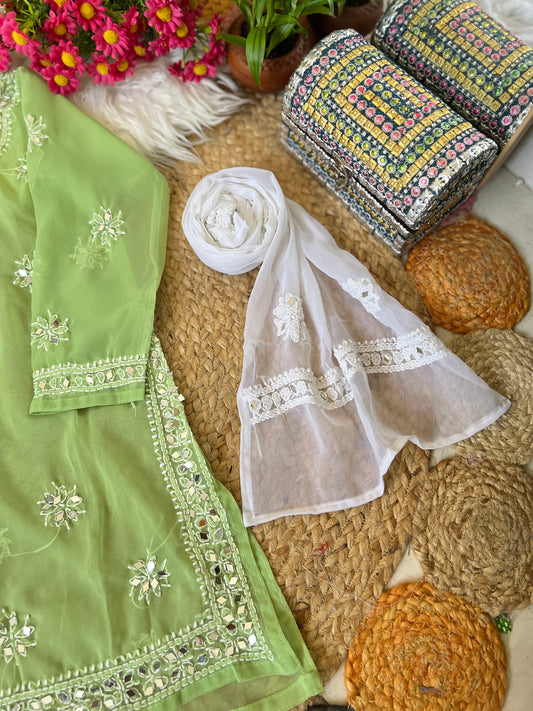 Kids chikankari with mirror work
