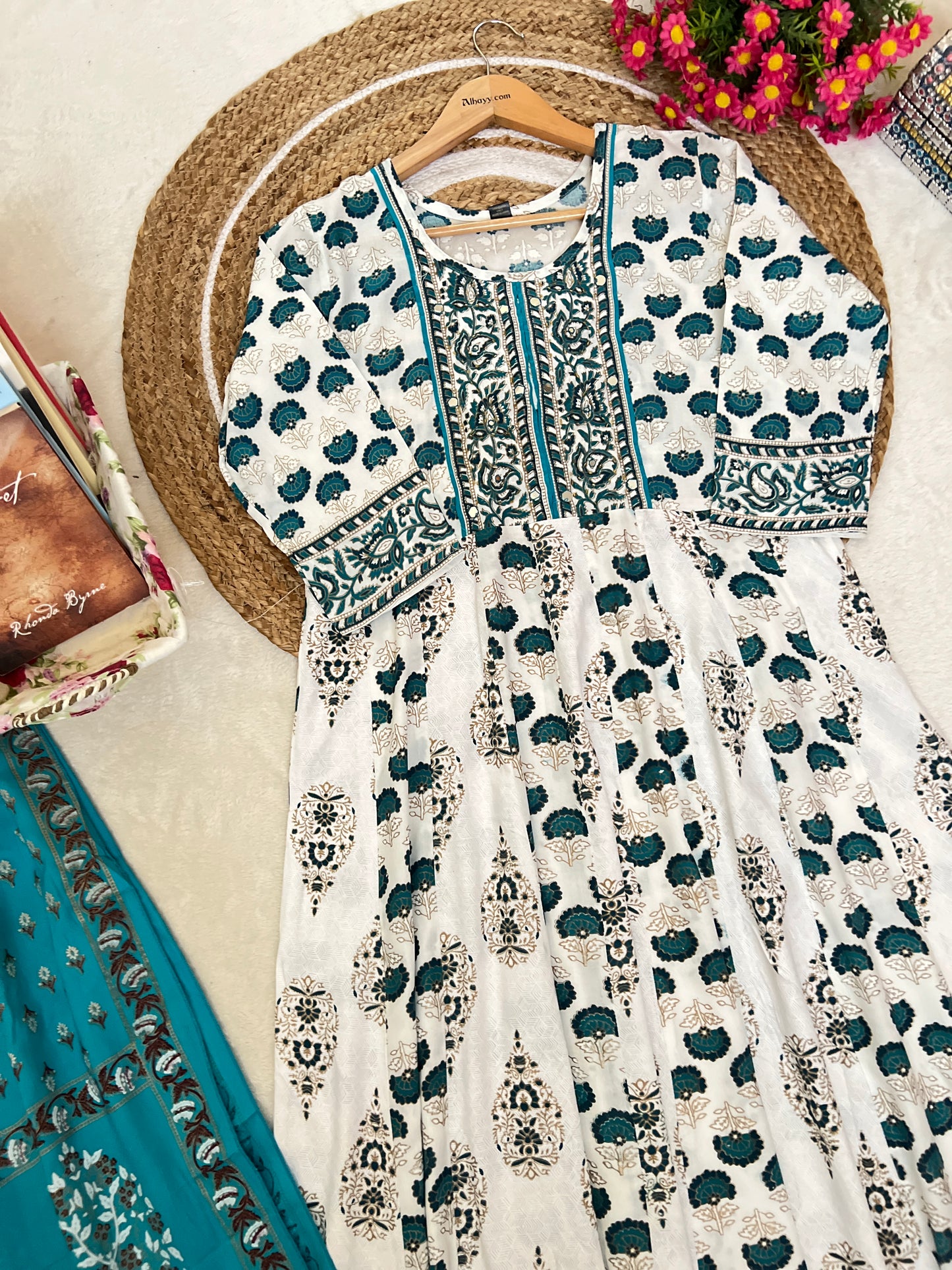 Premium soft cotton rayon frock dupatta set