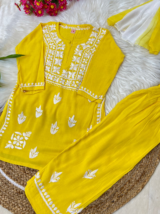 Kids chikankari cotton rayon material