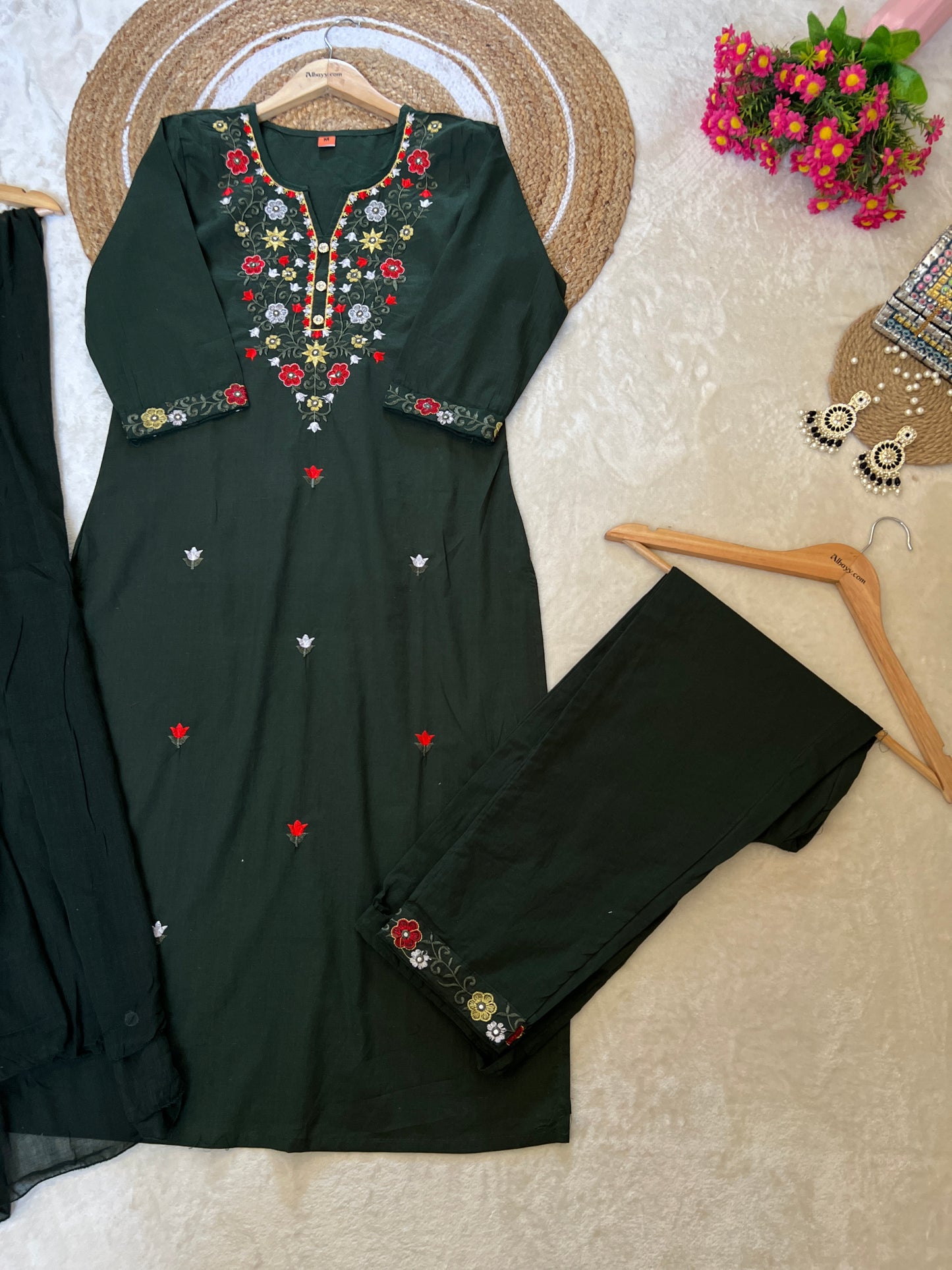 Cotton dress with full embroidery