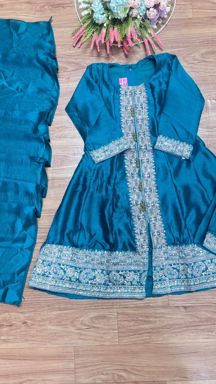 Kids wear in silk material with embroidery