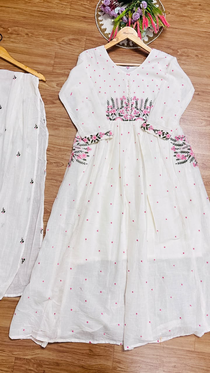Mul cotton frock dupatta set