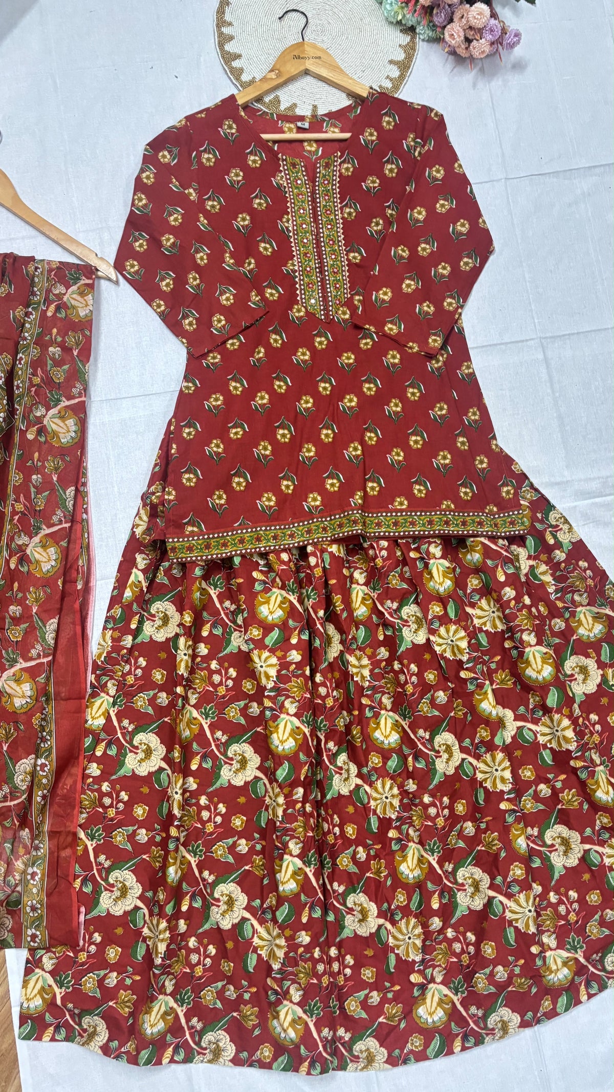 Skirt and shor top with dupatta