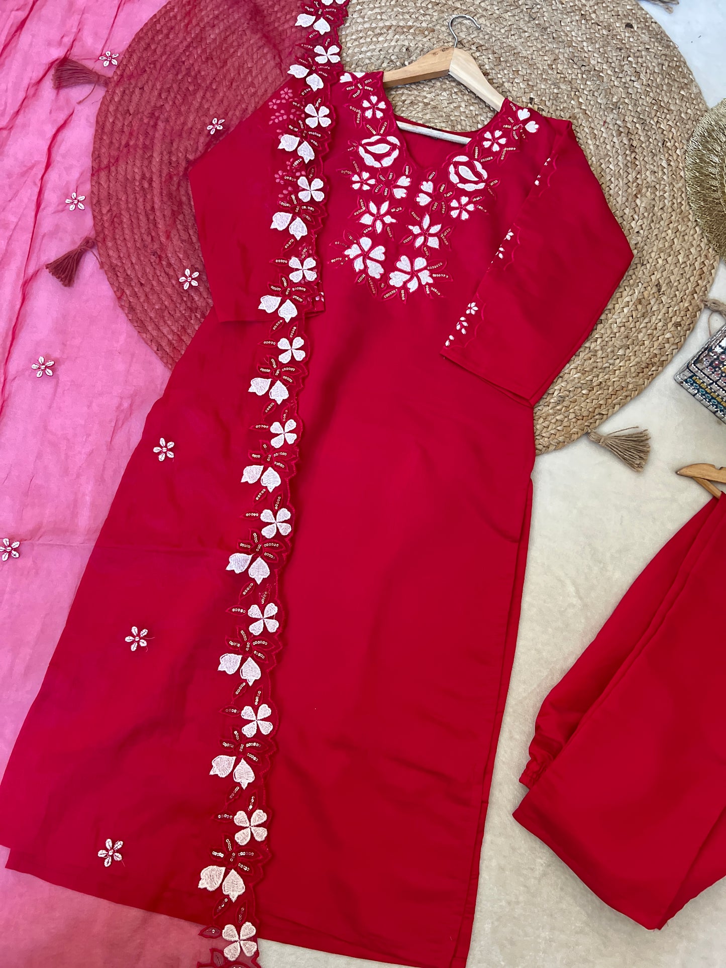 Premium Roman silk Dress with beautiful work - CBRP 4210