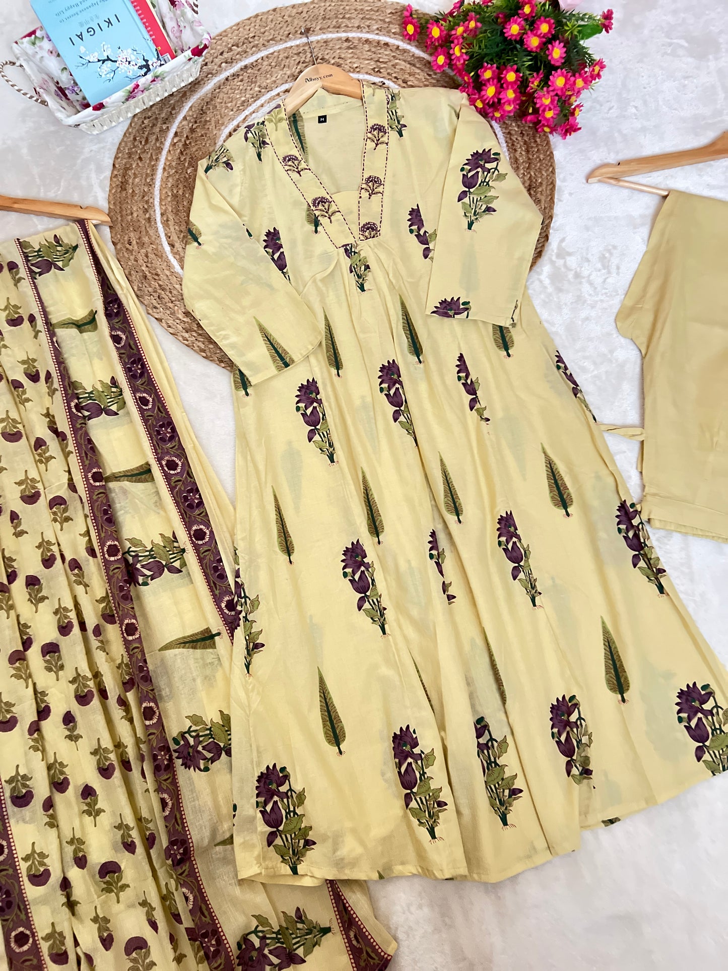 Premium cotton suit set ( with boho style print work )