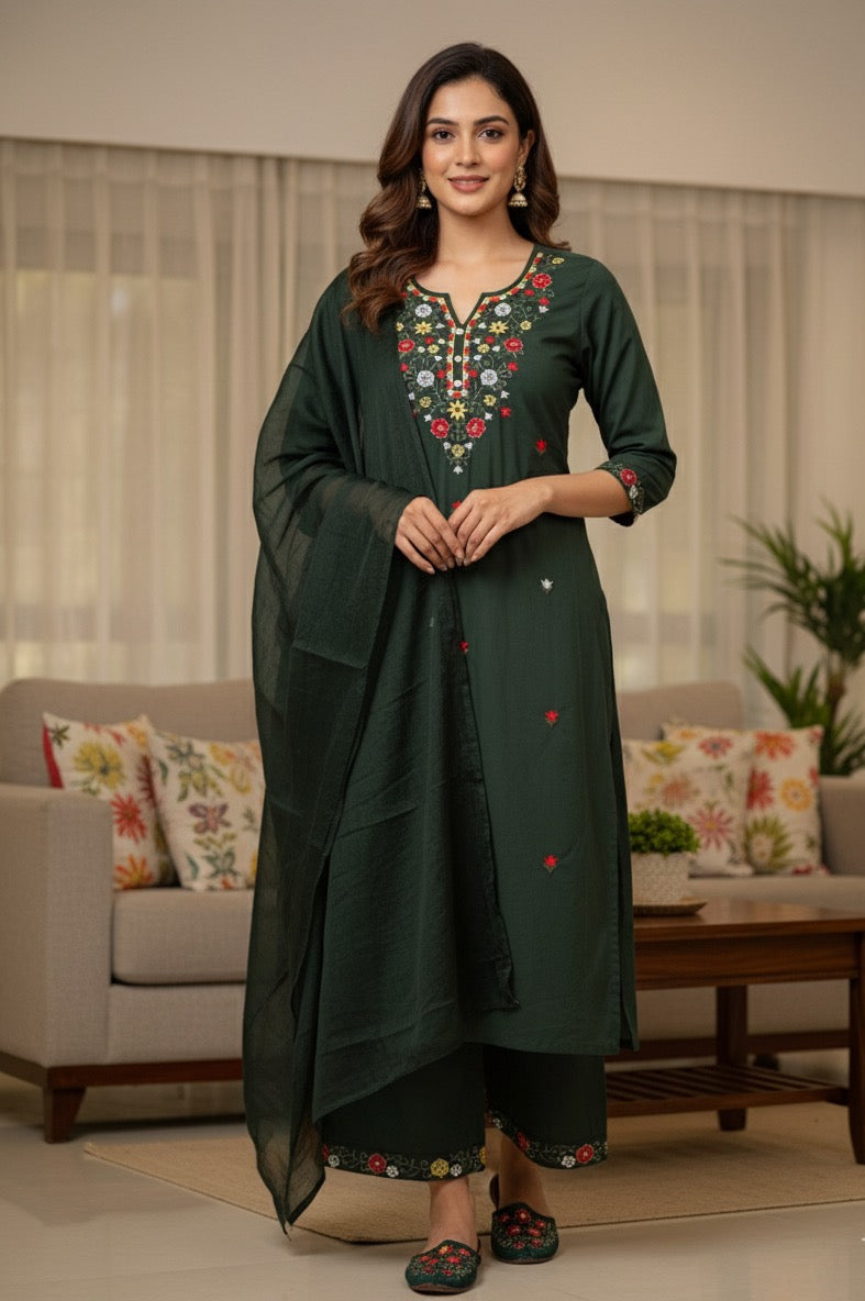 Cotton dress with full embroidery