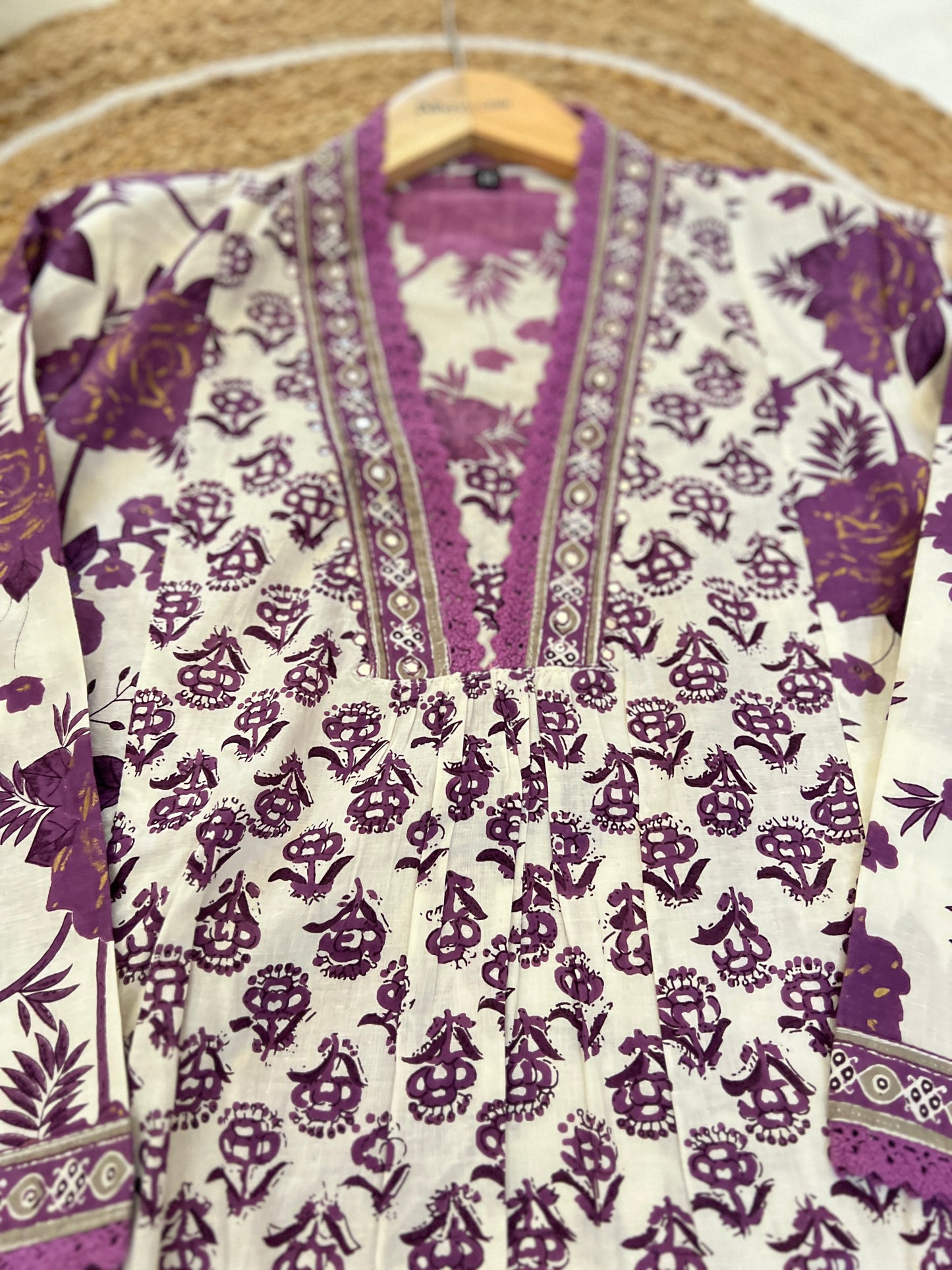 Premium cotton suit set ( neck hands border lace work )