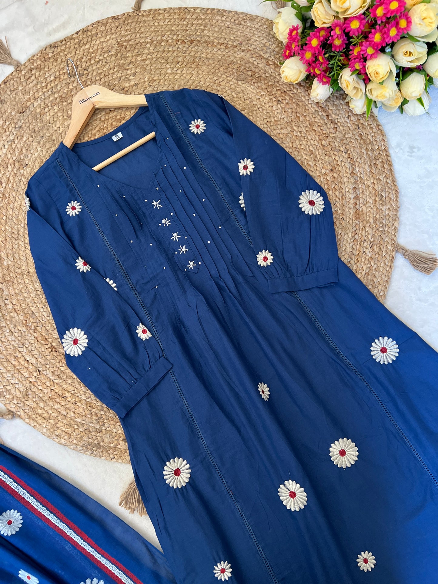 Premium cotton suit set embroidery on frock-CBRP 1044