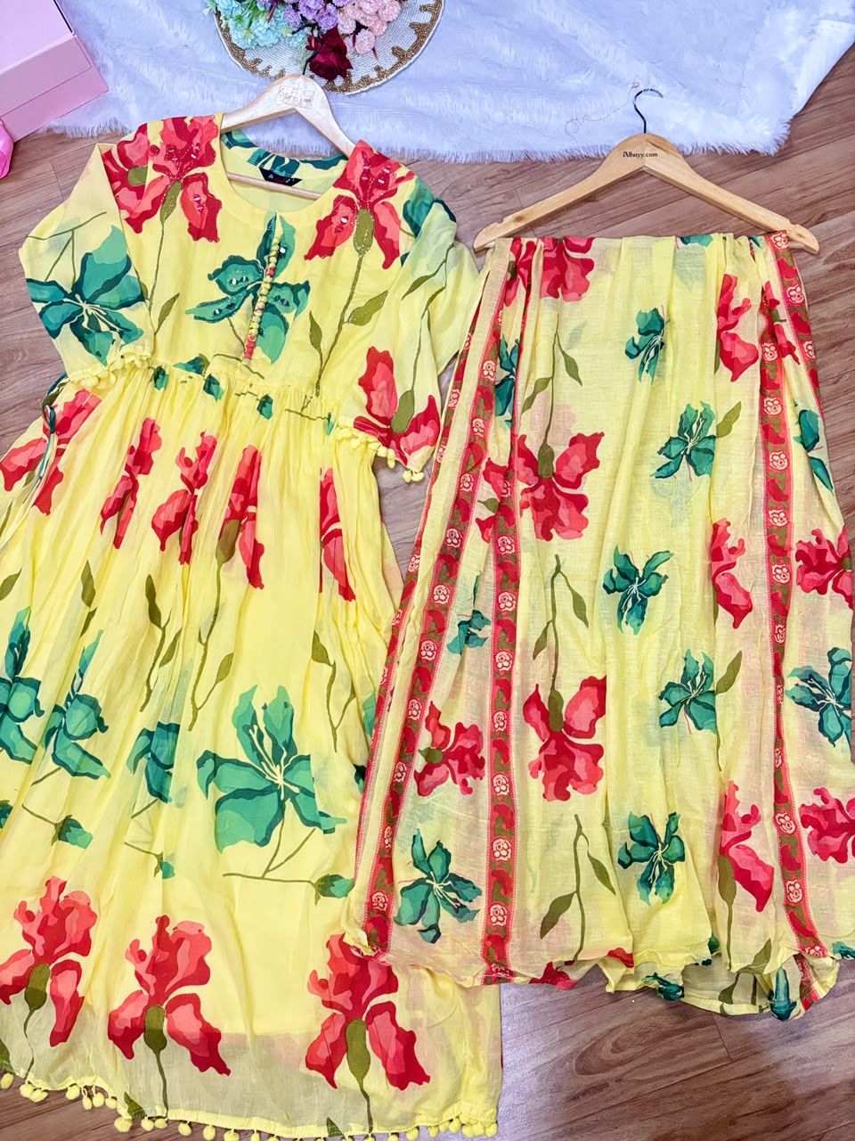 Mul cotton frock dupatta set