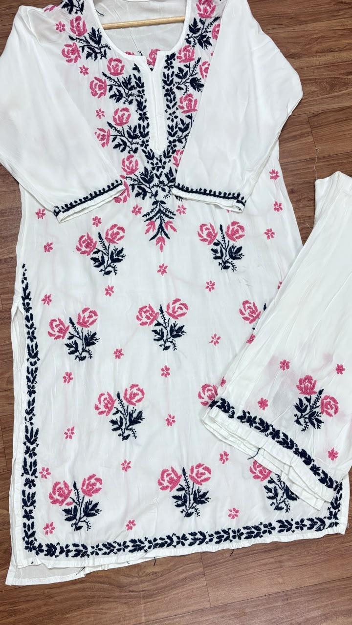 Chikankari cotton rayon soft material