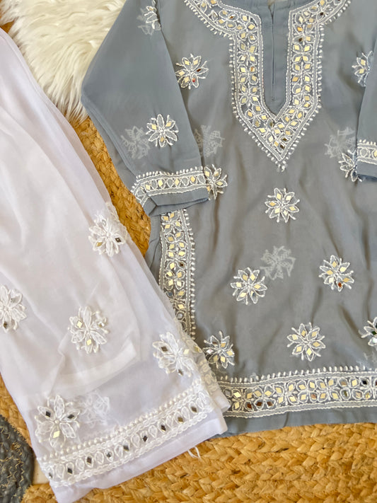 Kids chikankari with mirror work