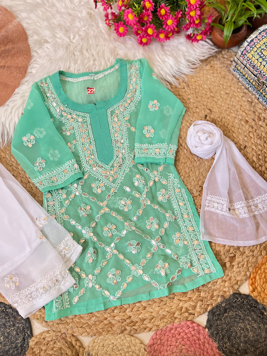 Kids chikankari with gotapatti work