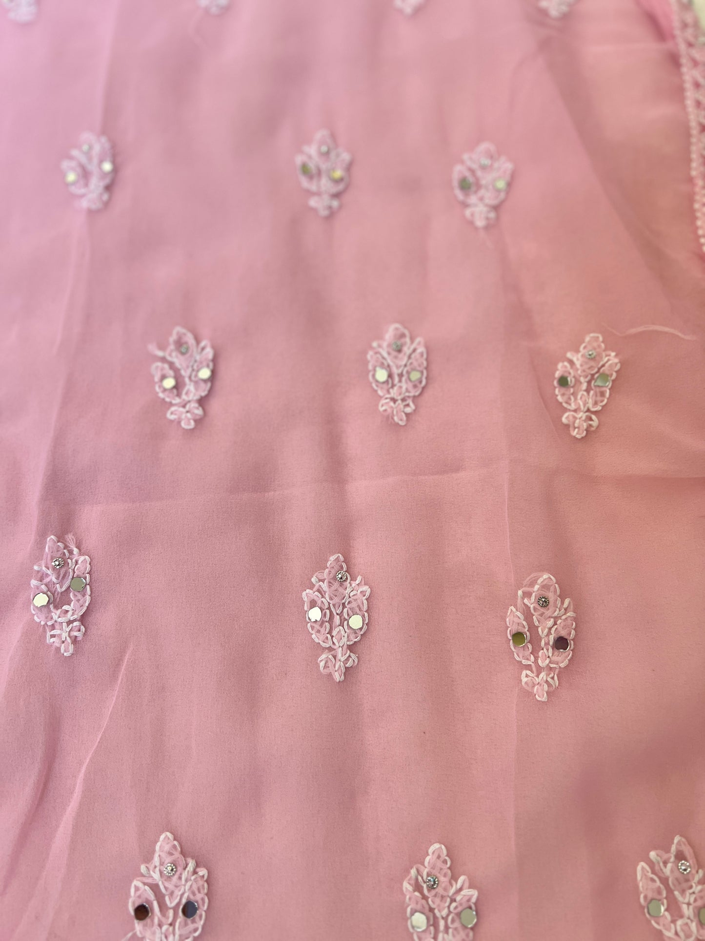 Chikankari kurtie with mirror work
