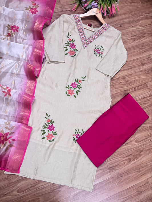 Tissue silk material suit