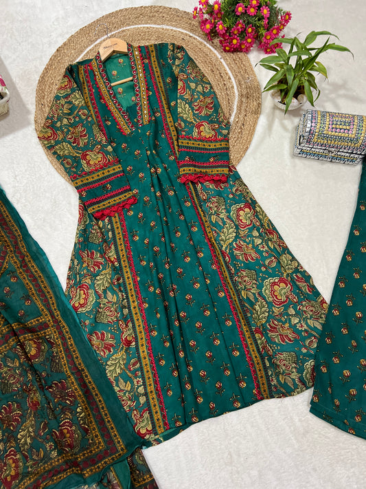 Cotton dress with cotton organza dupatta