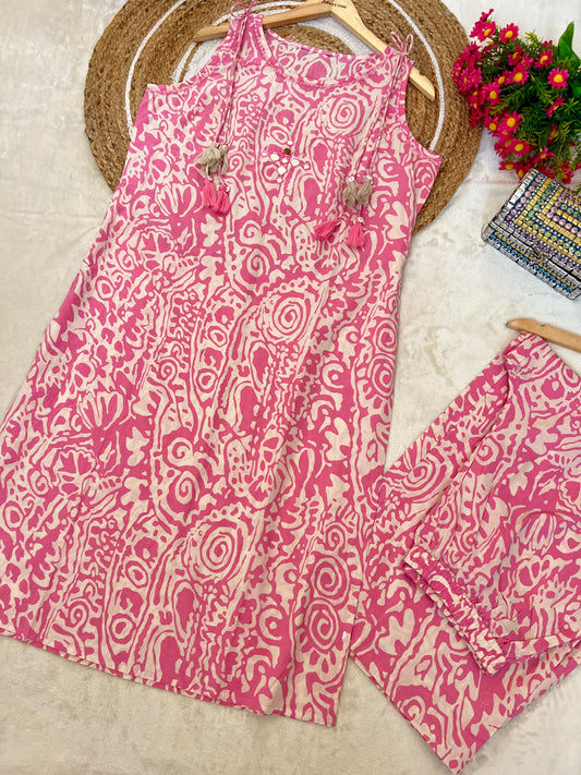 Premium cotton cord 
 set ( separate short hands available inside ) tessel work on hand and mirror on neck