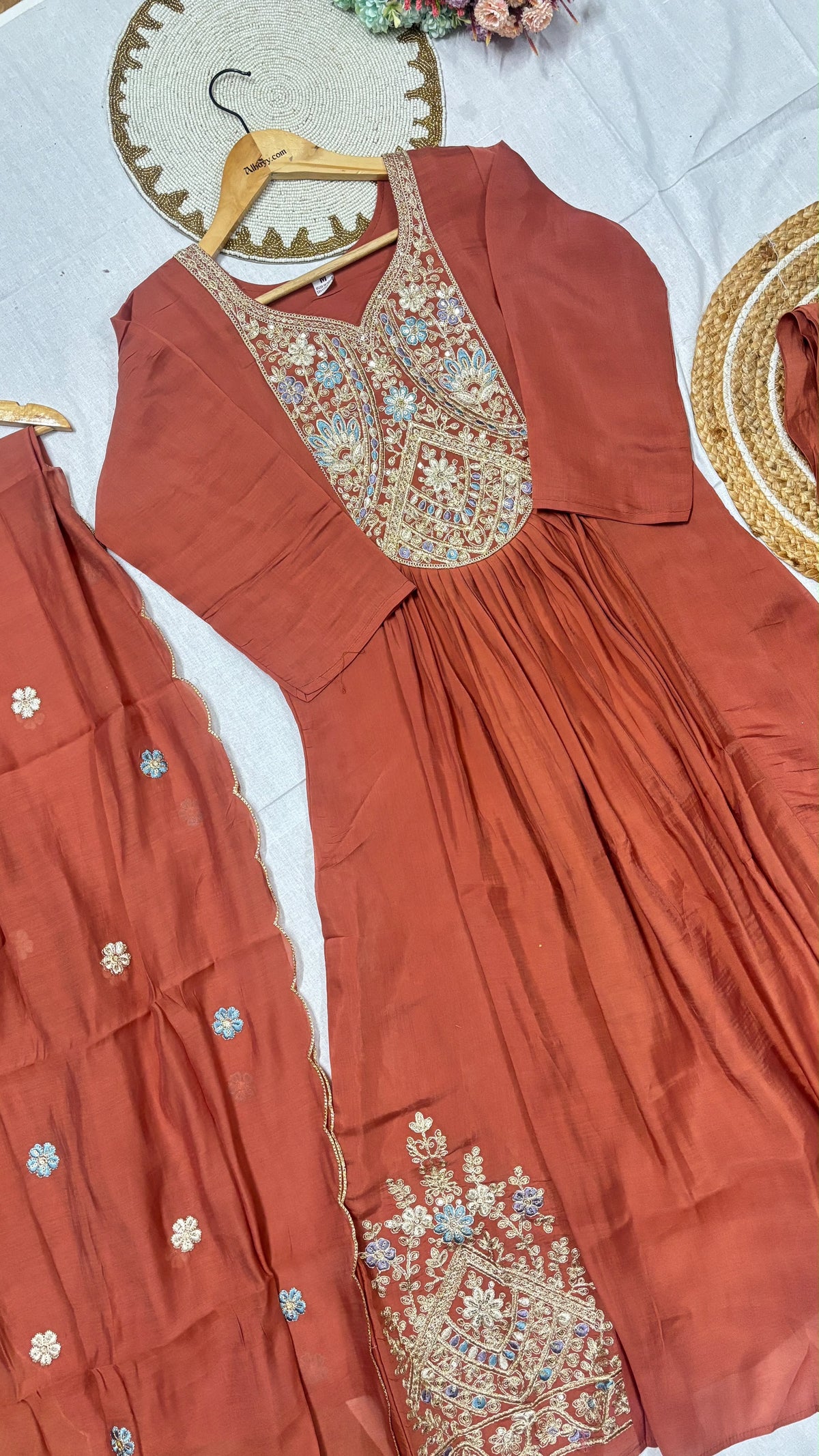 Mul chanderi suit set