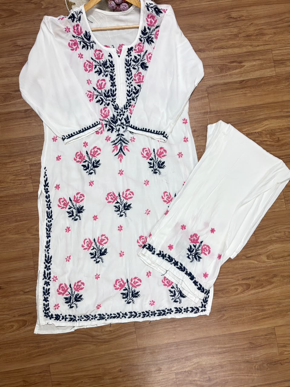 Chikankari cotton rayon soft material
