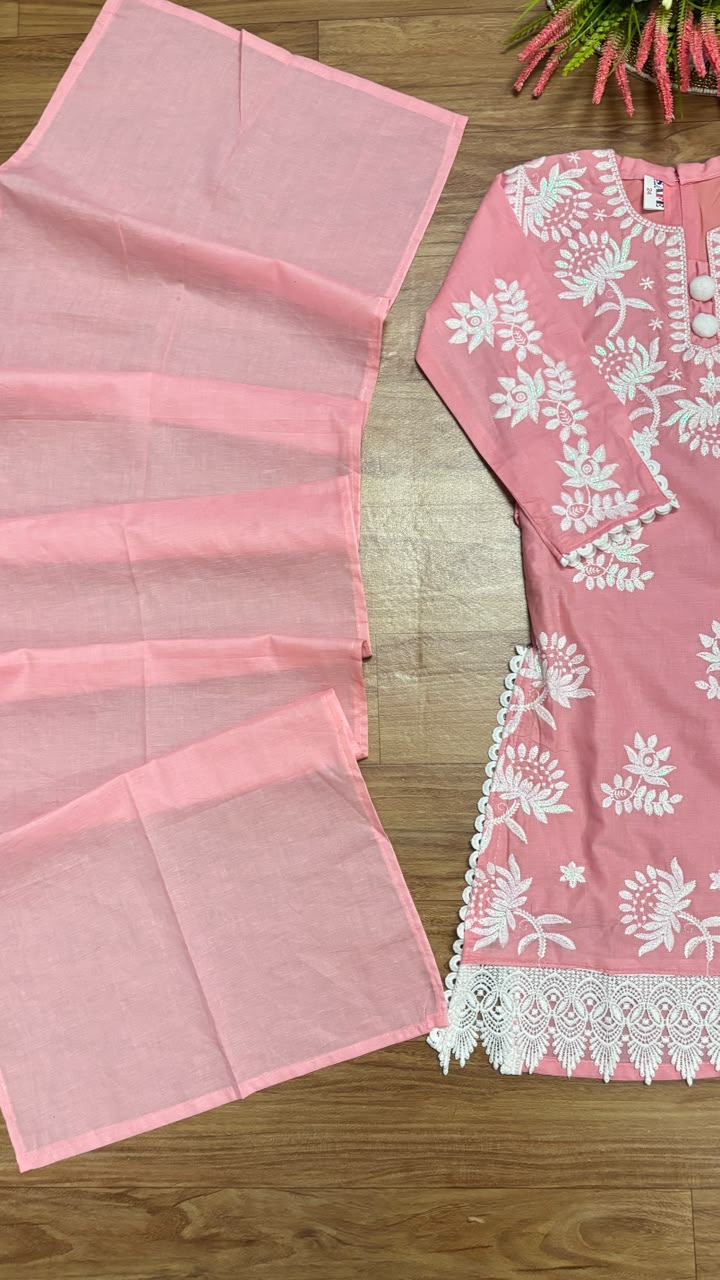 Kids dress with embroidery material cotton