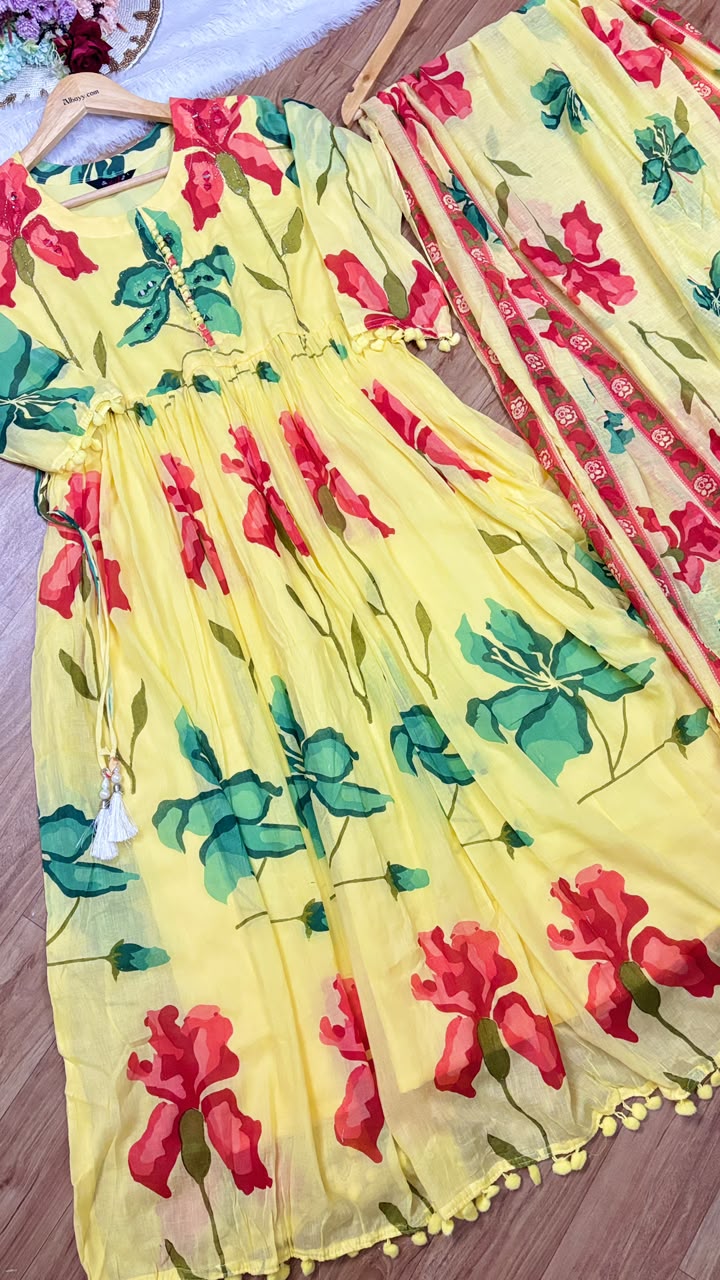 Mul cotton frock dupatta set